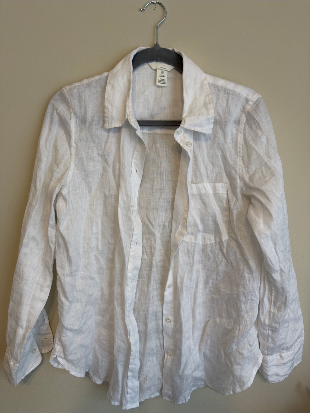 H&M White Linen Button-Up Shirt